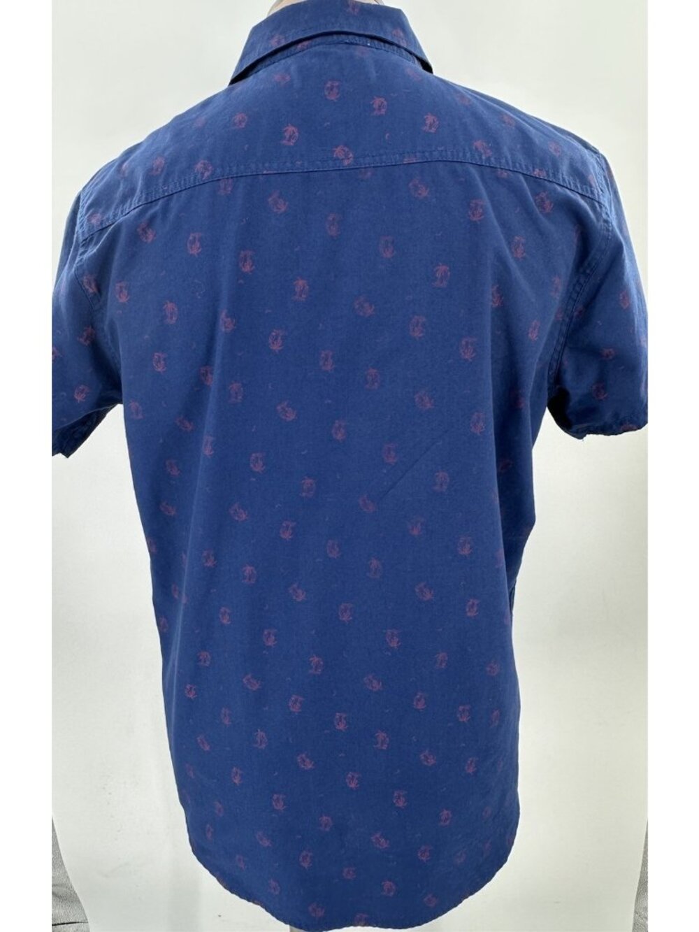 Free Planet Men's Button Front Shirt Blue Red Beach Surfing Memorial 4th Large - Picture 9 of 10